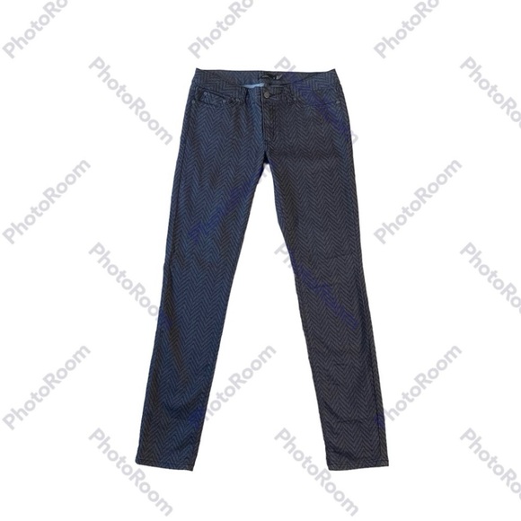 Prana Womens Kara Herringbone Pattern Gray Mid Rise Pants Jeans Size 8 Skinny - Picture 2 of 13